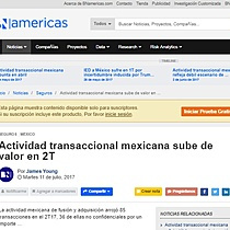 Actividad transaccional mexicana sube de valor en 2T